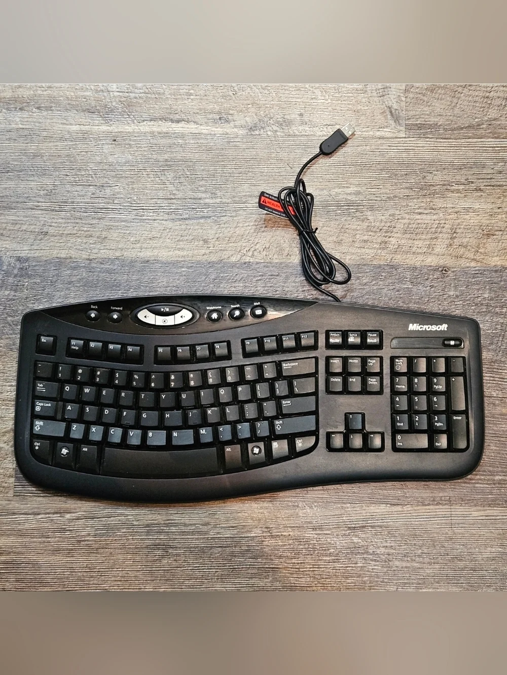 Microsoft Keyboard Comfort Curve 2000v & USB Optical Receiver 1028
